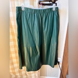 a new day Dark Green Faux Leather Midi Skirt